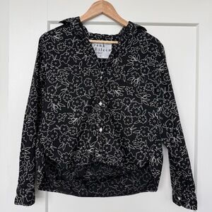 NWOT Frank & Eileen Silvio Crisp Cotton Black White Floral Button-Up Shirt - S